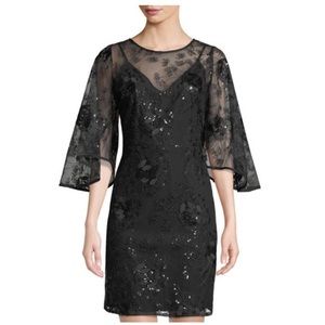 Sequin Embroidered Tulip-Sleeve Dress Size 8, NWT
